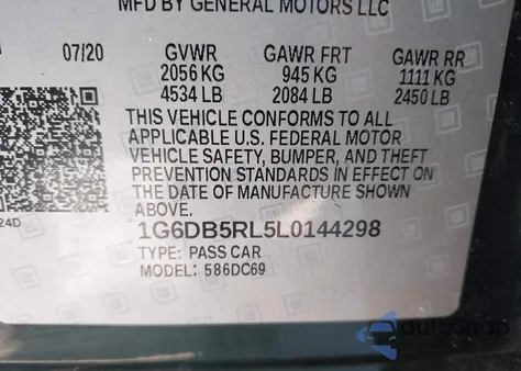 2020 Cadillac Ct4 Premium Luxury z USA, uszkodzony, nr VIN 1G6DB5RL5L0144298